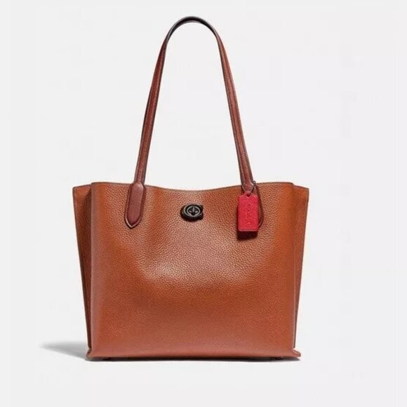 Coach Willow Colorblock Saddle Leather Shoulder Bag - Picture 1 of 11
